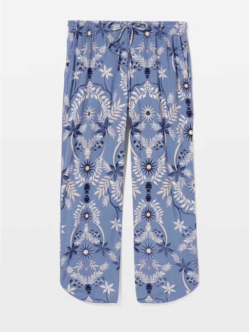 NWT Soma Cool Nights Piped Cropped Blue Floral Printed Pajama Pants Size L